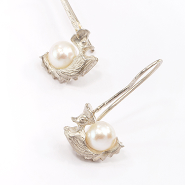 Ohrhänger Drachen Silber, Perlen