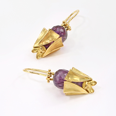 Ohrhänger Fledermaus Gold Amethystpampeln